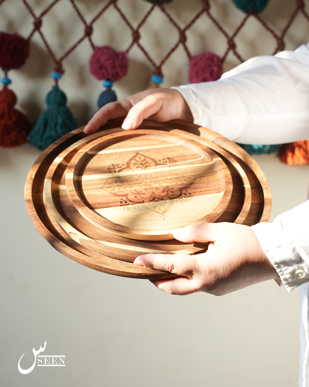 صحن (صينية) خشب - متوفر بـ 3 أحجام - الصورة 2