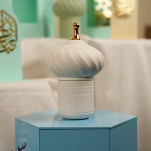 منارة سيراميك صغير ديكور - أبيض