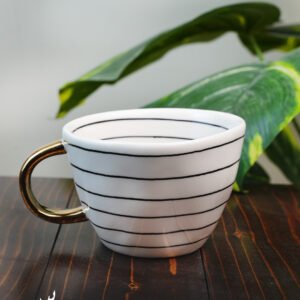 كوب سيراميك غير منتظم - أسود مقلم